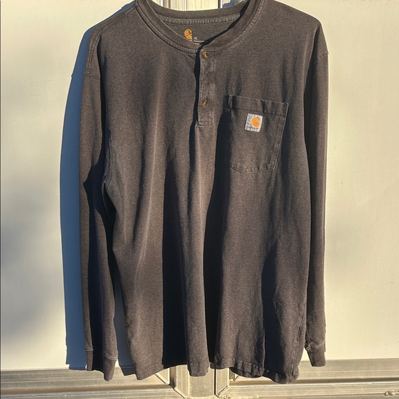 Carhartt Men's Dark Grey Long Sleeve Henley Shirt - Picture 2 of 7